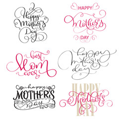 set of texts for Mothers Day. Vintage Hand drawn Calligraphy lettering Vector illustration EPS10