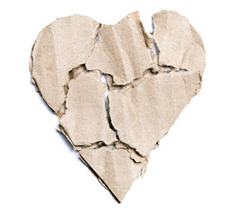 Torn cardboard heart
