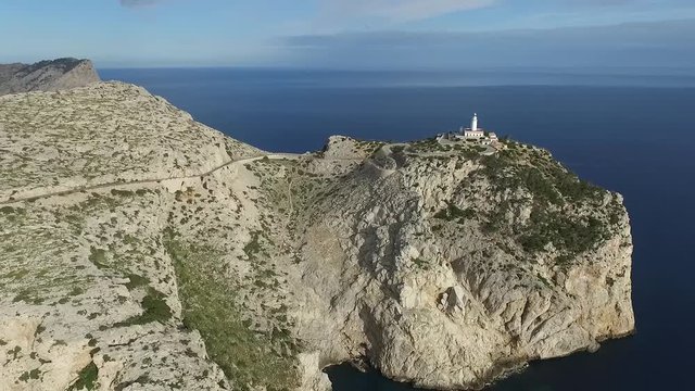 Vista aerea faro de Formentor, Mallorca, España
