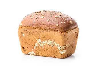 Loaf of wholegrain bread over white