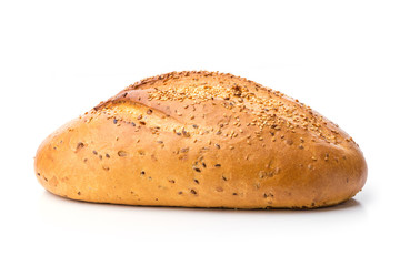 Loaf of white bread with sesame seeds