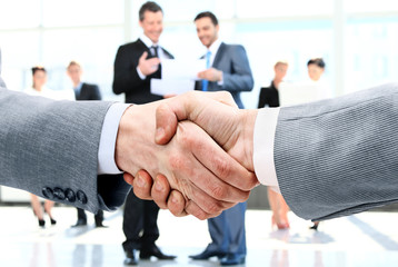 businessman shaking hands to seal a deal with his partner