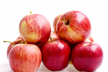 many red apples, fresh fruit background with vitamin in market