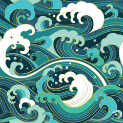 Obraz premium morski wzór z falami wodnymi