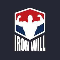 Fitness logo bodybuilder silhouette vector illustration