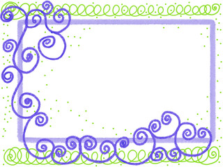 Colorful hand drawn blue and green abstract doodle frame for greeting card on the white background, isolated illustration painted by oil color, high quality