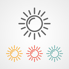 trendy flat hot sun summer season stroke icon