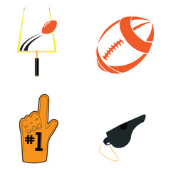 Set of football related objects, Vector illustration