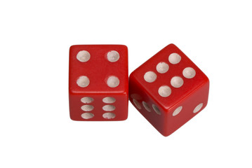 Two dice showing four and six