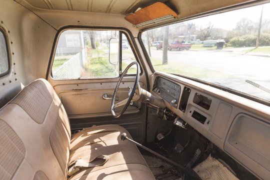 Interior of Classic Vintage Pickup Truck