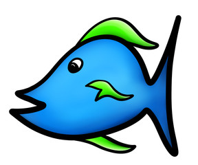 Blue and Green Cartoon Fish Illustration