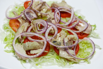 tuna and onion salad detail. Fresh food