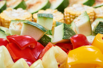 Vegetables with spices prepared for grilling