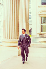 Middle Age American Businessman walking to work in New York