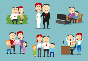 Fototapeta premium Family in different life stages cartoon set
