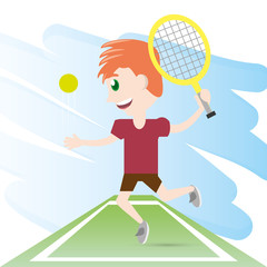 pretty woman athlete playing tennis, vector illustration