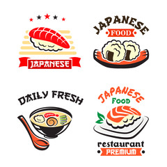 Japanese food symbol set for sushi bar design