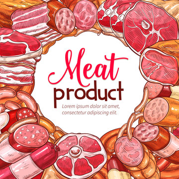Meat product and sausage sketch poster