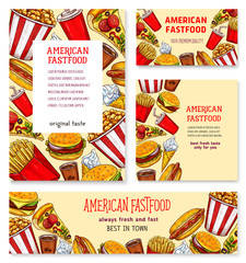 Fast food american restaurant banner template set
