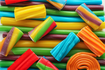 Fototapeta premium Tasty and colorful jelly candies, closeup