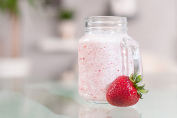 Refreshing milk smoothie with scattered berries