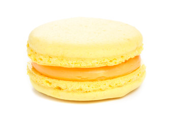 Yellow macaron isolated