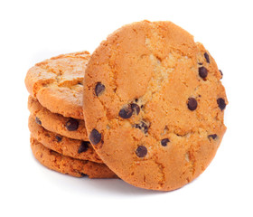 Round cookies with chocolate