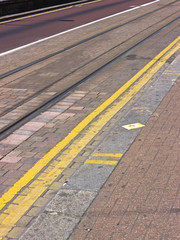 Fototapeta premium Tram lines set in stones