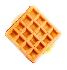 Square waffle with filling. Isolated