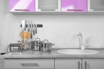 Interior of beautiful modern kitchen