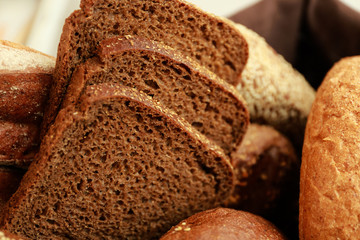 Fresh sliced bread loaf, closeup