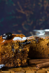 Rustic French pie with honey and prunes