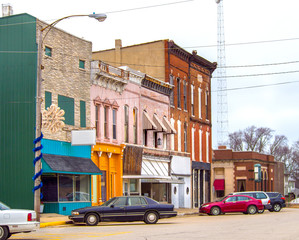 Small town business storefronts downtown main street USA