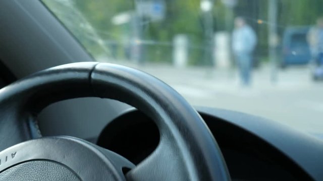 Turning steering wheel in 4K