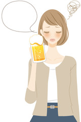 つまらない　ビールを飲む女性　人物