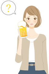 お酒を飲む女性　人物　ハテナ