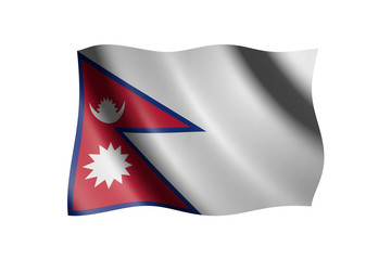 Flag of Nepal isolated on white, 3d illustration