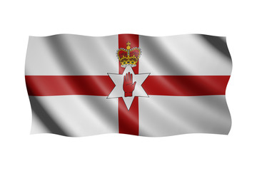 Flag of Northern Ireland isolated on white, 3d illustration