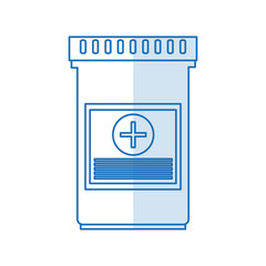 blue silhouette shading bottle with tap and pills