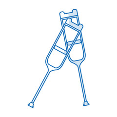 blue silhouette shading pair of medical crutches icon