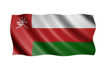 Flag of Oman isolated on white, 3d illustration