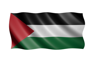 Flag of Palestine isolated on white, 3d illustration