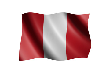 Flag of Peru isolated on white, 3d illustration