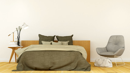 The interior bedroom space in hotel - 3d rendering