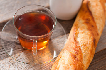 Cup of tea on the wood table