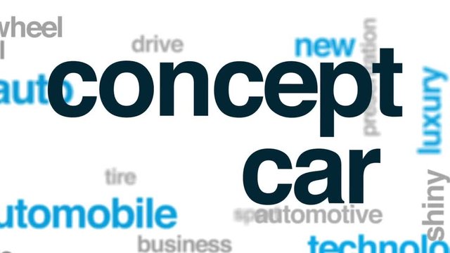 Concept car animated word cloud, text design animation.