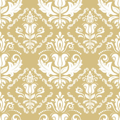 Fototapeta premium Seamless classic golden and white pattern. Traditional orient ornament