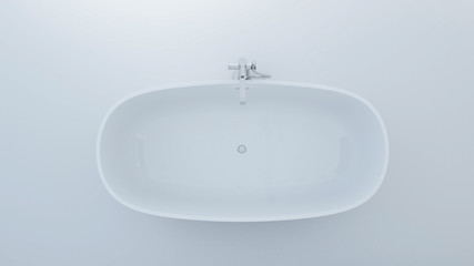 Bathtub top plan white background - 3d rendering