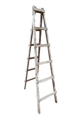 Old wooden ladder isolated on white background