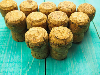 a lot of champagne corks as the background or substrate, for wine